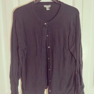 eddie bauer black cardigan sweater women's large